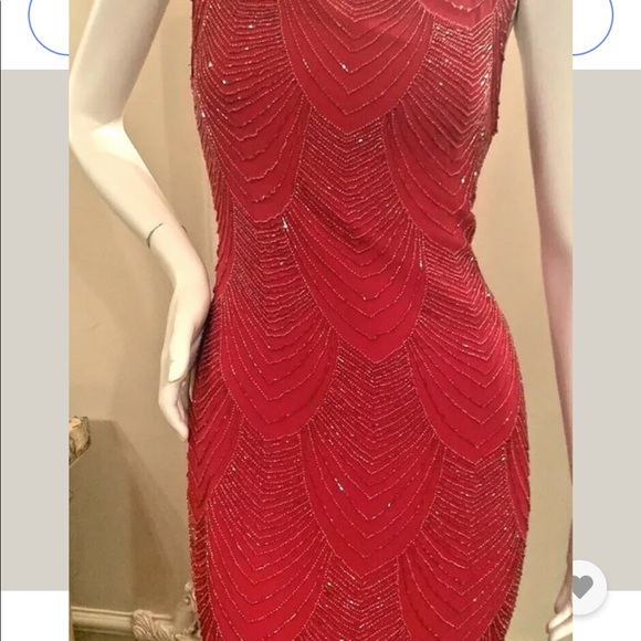 Alice Olivia Red Brit Beaded Mini Dress SIZE 2 - Picture 4 of 16